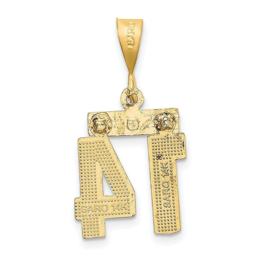 Lovely Rita's Pendants & Charms 14k Yellow Gold Polished Diamond Cut Finish Small Size Number 14 Charm Pendant
