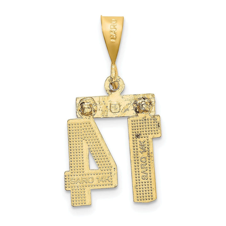 Lovely Rita's Pendants & Charms 14k Yellow Gold Polished Diamond Cut Finish Small Size Number 14 Charm Pendant