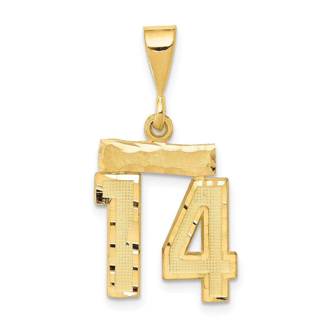 Lovely Rita's Pendants & Charms 14k Yellow Gold Polished Diamond Cut Finish Small Size Number 14 Charm Pendant