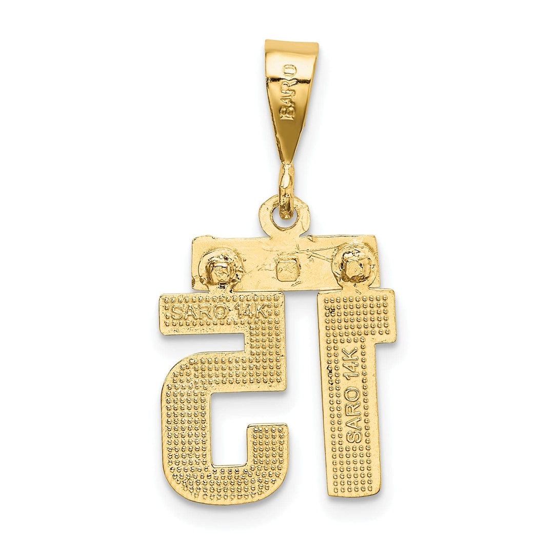 Lovely Rita's Pendants & Charms 14k Yellow Gold Polished Diamond Cut Finish Small Size Number 15 Charm Pendant