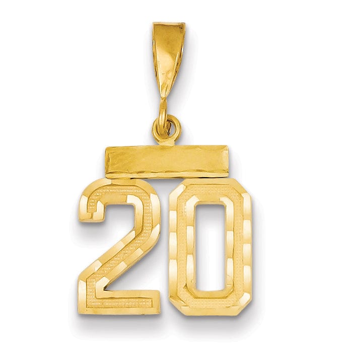 Lovely Rita's Pendants & Charms 14k Yellow Gold Polished Diamond Cut Finish Small Size Number 20 Charm Pendant
