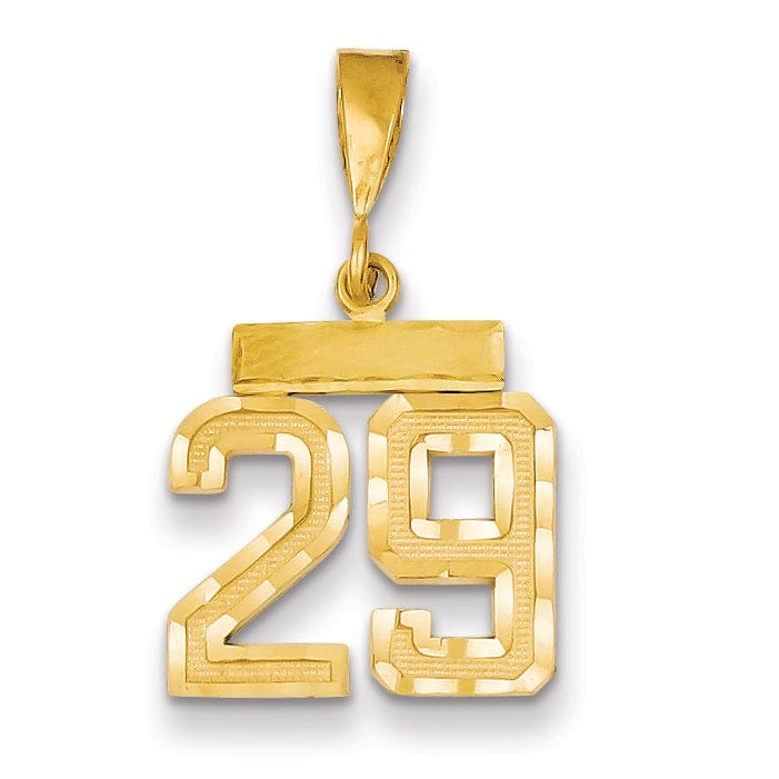 Lovely Rita's Pendants & Charms 14k Yellow Gold Polished Diamond Cut Finish Small Size Number 29 Charm Pendant
