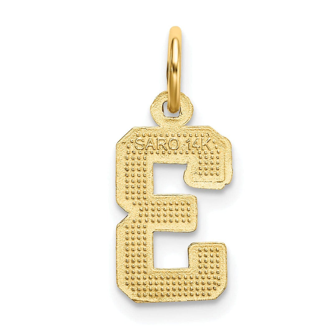 Lovely Rita's Pendants & Charms 14k Yellow Gold Polished Diamond Cut Finish Small Size Number 3 Charm Pendant