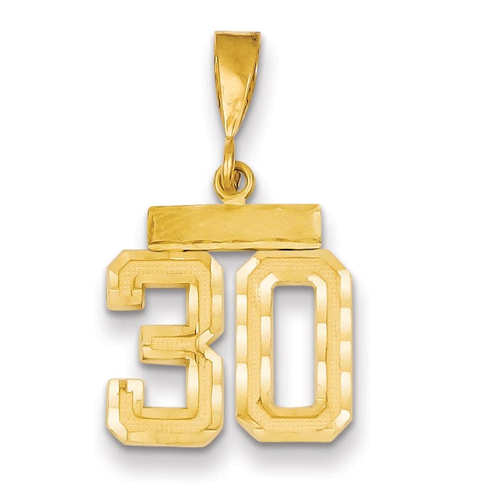 Lovely Rita's Pendants & Charms 14k Yellow Gold Polished Diamond Cut Finish Small Size Number 30 Charm Pendant