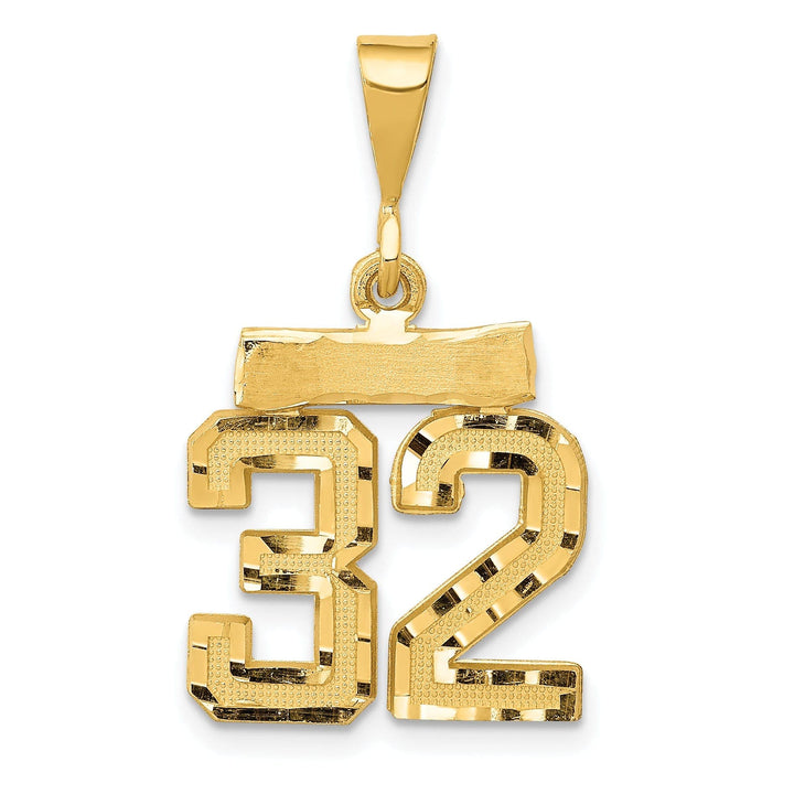 Lovely Rita's Pendants & Charms 14k Yellow Gold Polished Diamond Cut Finish Small Size Number 32 Charm Pendant