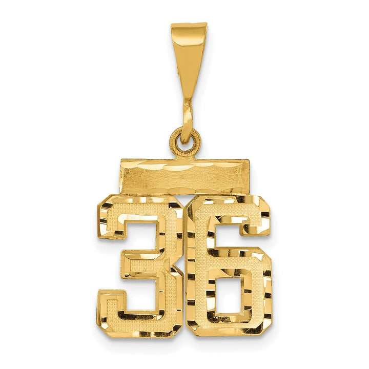 Lovely Rita's Pendants & Charms 14k Yellow Gold Polished Diamond Cut Finish Small Size Number 36 Charm Pendant