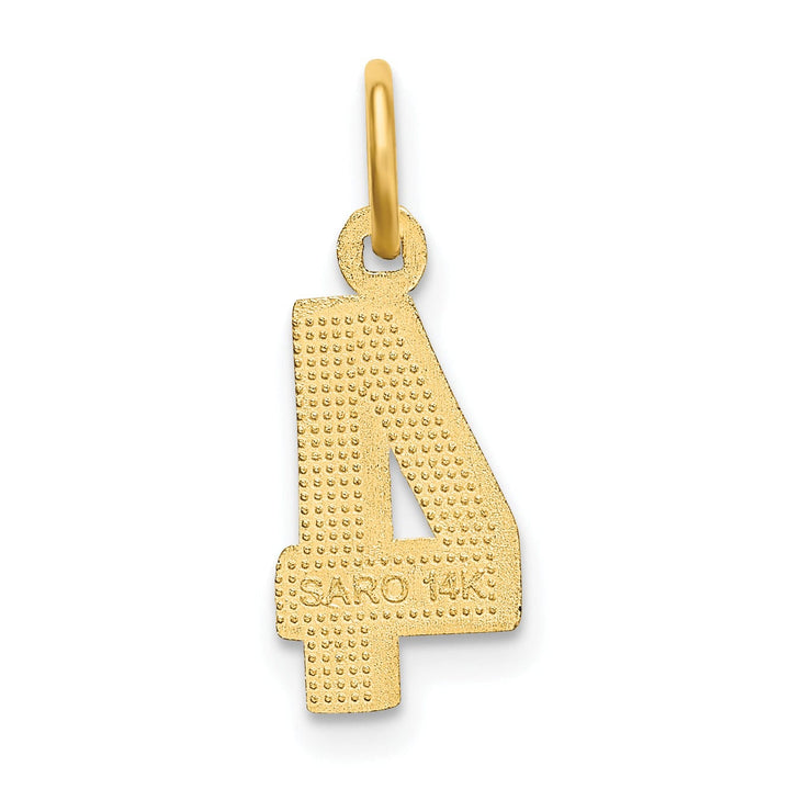 Lovely Rita's Pendants & Charms 14k Yellow Gold Polished Diamond Cut Finish Small Size Number 4 Charm Pendant