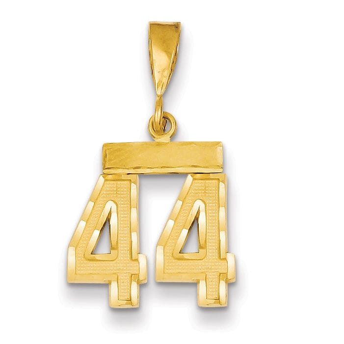 Lovely Rita's Pendants & Charms 14k Yellow Gold Polished Diamond Cut Finish Small Size Number 44 Charm Pendant