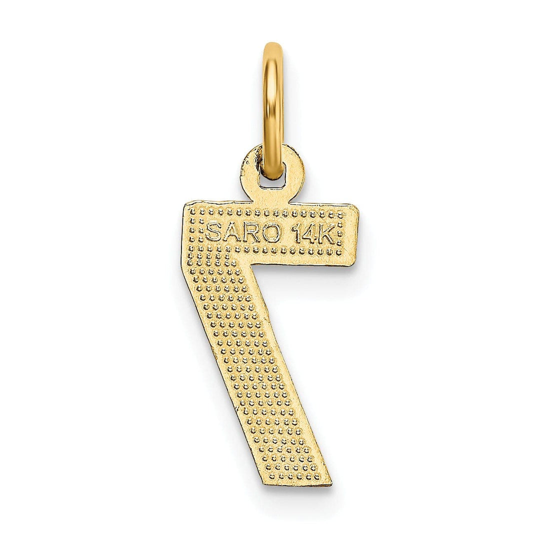Lovely Rita's Pendants & Charms 14k Yellow Gold Polished Diamond Cut Finish Small Size Number 7 Charm Pendant