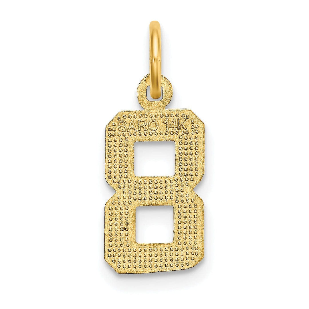 Lovely Rita's Pendants & Charms 14k Yellow Gold Polished Diamond Cut Finish Small Size Number 8 Charm Pendant