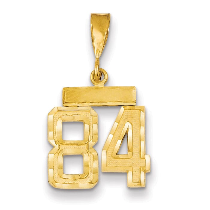 Lovely Rita's Pendants & Charms 14k Yellow Gold Polished Diamond Cut Finish Small Size Number 84 Charm Pendant