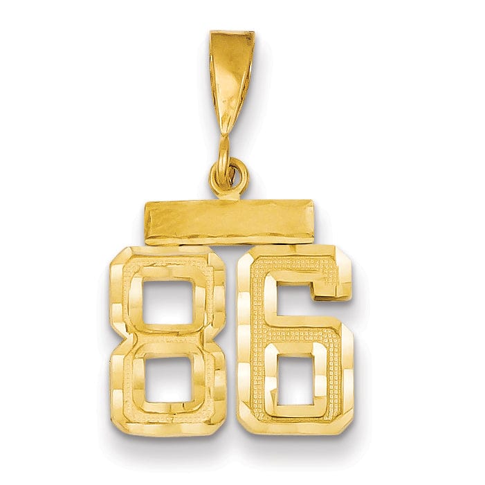 Lovely Rita's Pendants & Charms 14k Yellow Gold Polished Diamond Cut Finish Small Size Number 86 Charm Pendant