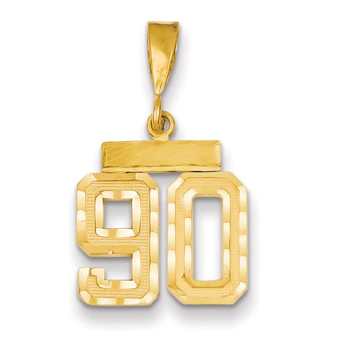 Lovely Rita's Pendants & Charms 14k Yellow Gold Polished Diamond Cut Finish Small Size Number 90 Charm Pendant