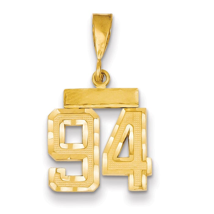 Lovely Rita's Pendants & Charms 14k Yellow Gold Polished Diamond Cut Finish Small Size Number 94 Charm Pendant