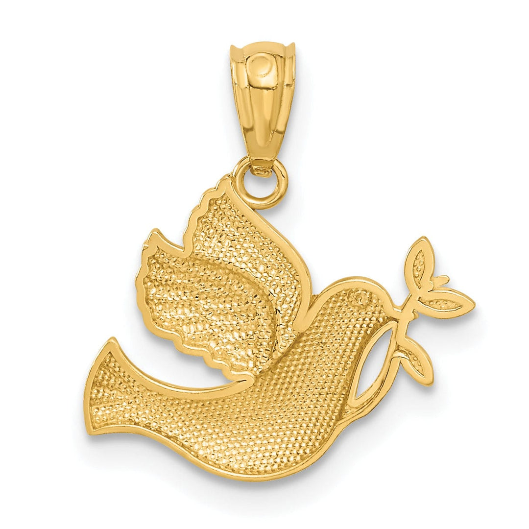 Lovely Rita's Pendants & Charms 14K Yellow Gold Polished Dove with Olive Branch Pendant