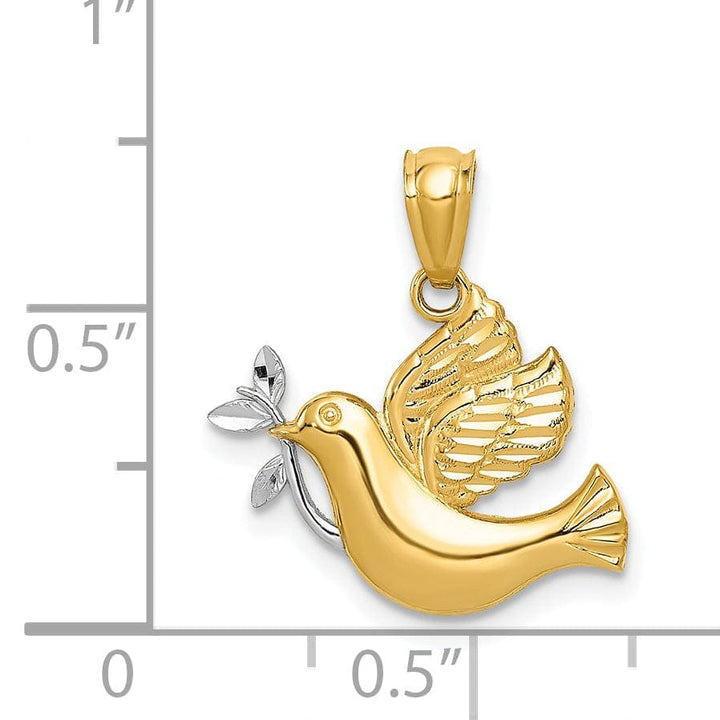 Lovely Rita's Pendants & Charms 14K Yellow Gold Polished Dove with Olive Branch Pendant