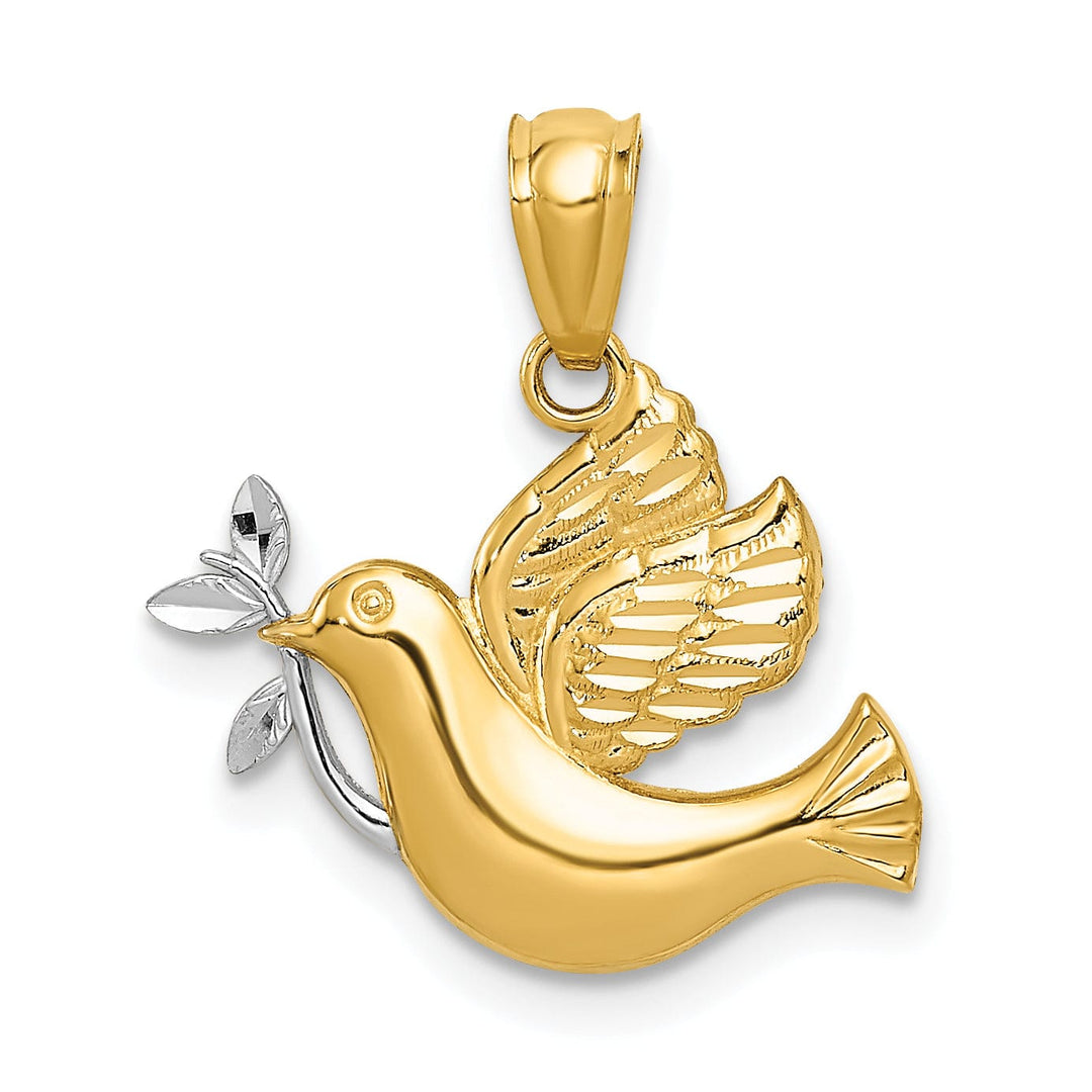 Lovely Rita's Pendants & Charms 14K Yellow Gold Polished Dove with Olive Branch Pendant