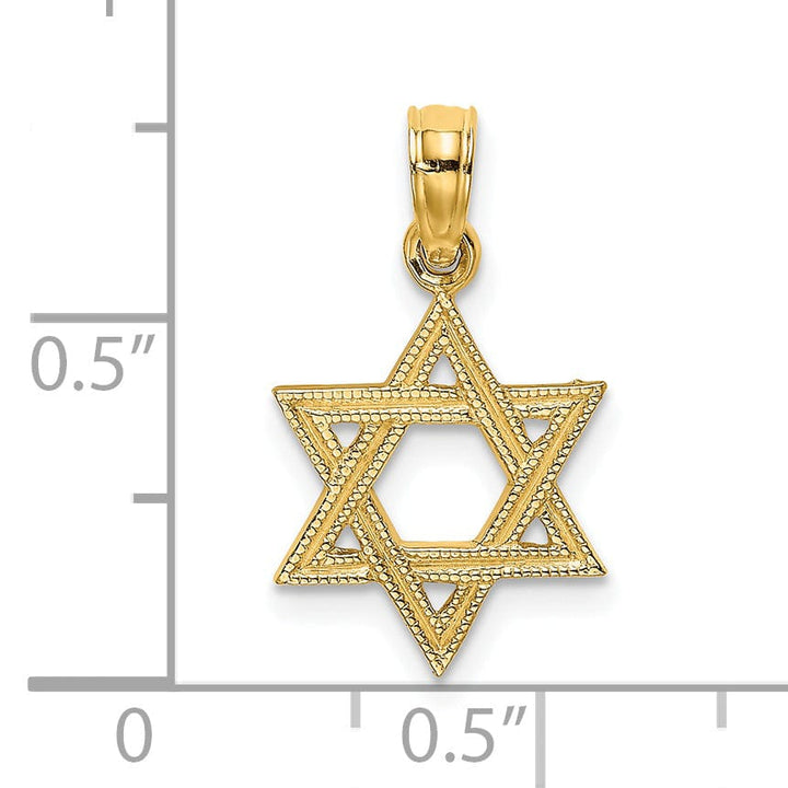 Lovely Rita's Pendants & Charms 14K Yellow Gold Polished Engraved Frame Finish Star Of David Pendant