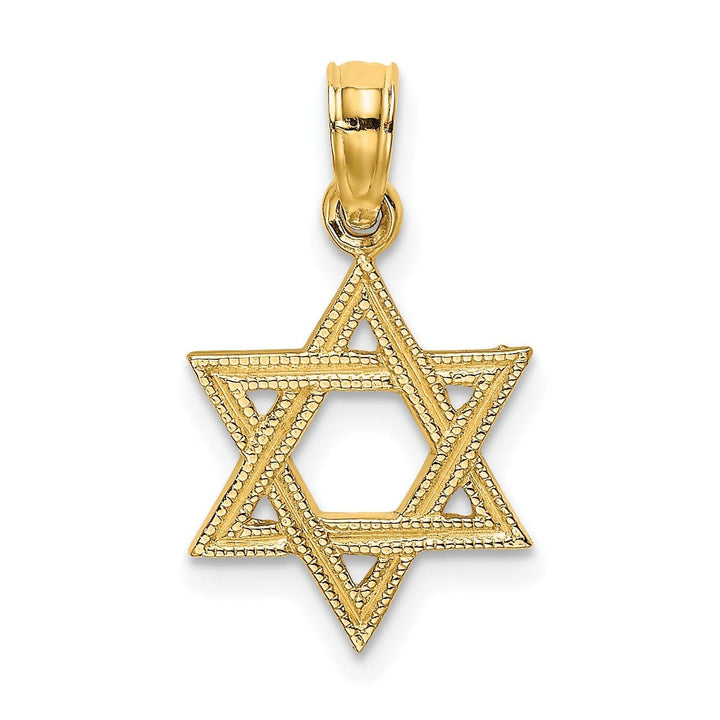 Lovely Rita's Pendants & Charms 14K Yellow Gold Polished Engraved Frame Finish Star Of David Pendant