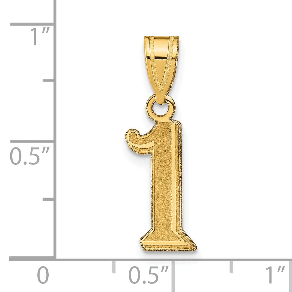 Lovely Rita's Pendants & Charms 14k Yellow Gold Polished Etched Finish Number 1 Charm Pendant