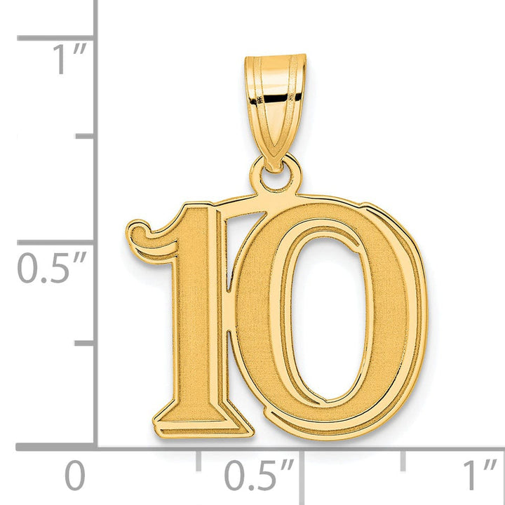 Lovely Rita's Pendants & Charms 14k Yellow Gold Polished Etched Finish Number 10 Charm Pendant