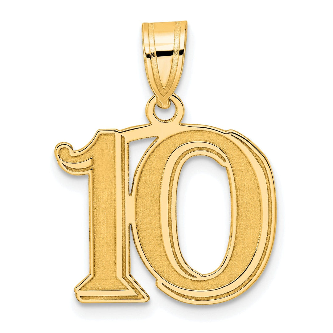 Lovely Rita's Pendants & Charms 14k Yellow Gold Polished Etched Finish Number 10 Charm Pendant