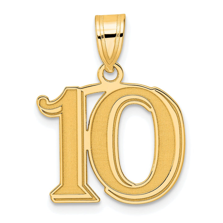 Lovely Rita's Pendants & Charms 14k Yellow Gold Polished Etched Finish Number 10 Charm Pendant