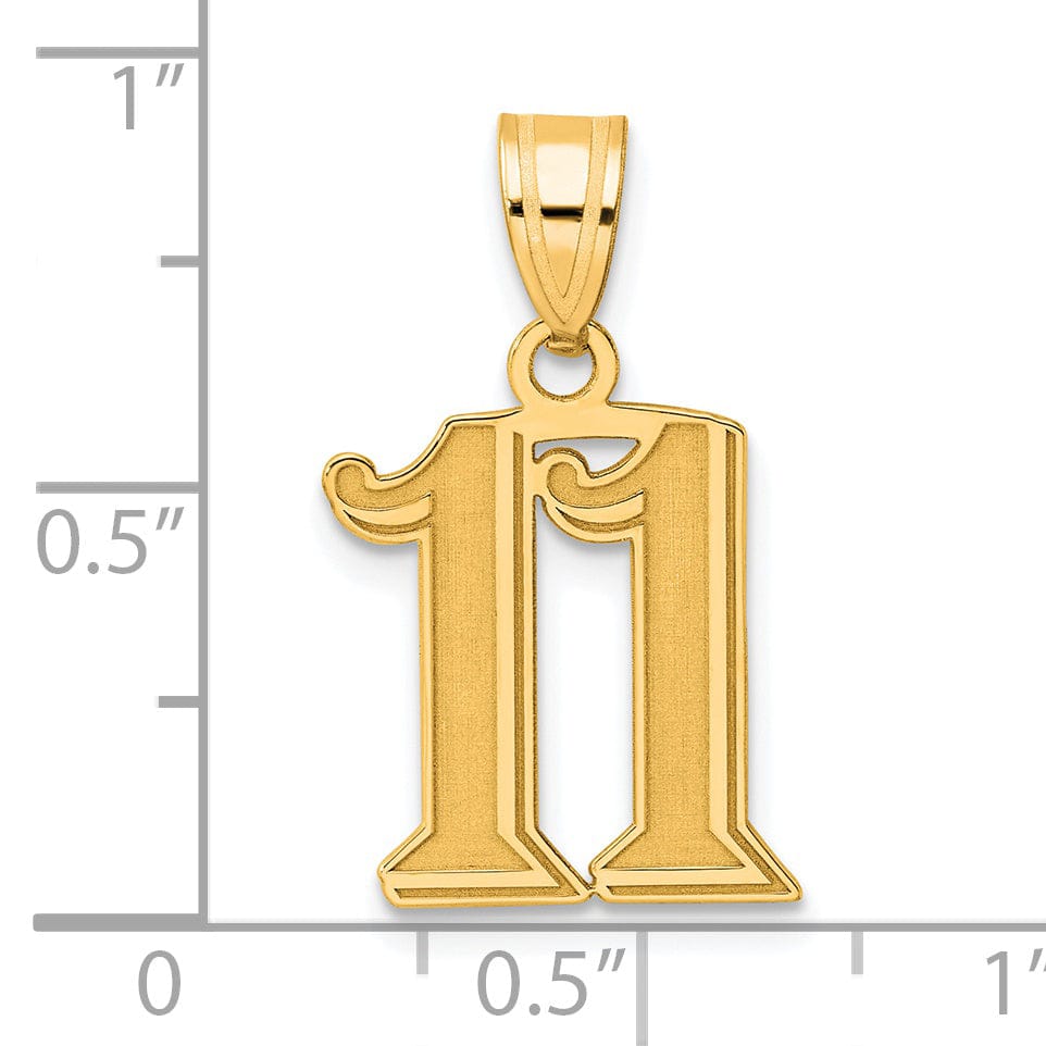 Lovely Rita's Pendants & Charms 14k Yellow Gold Polished Etched Finish Number 11 Charm Pendant
