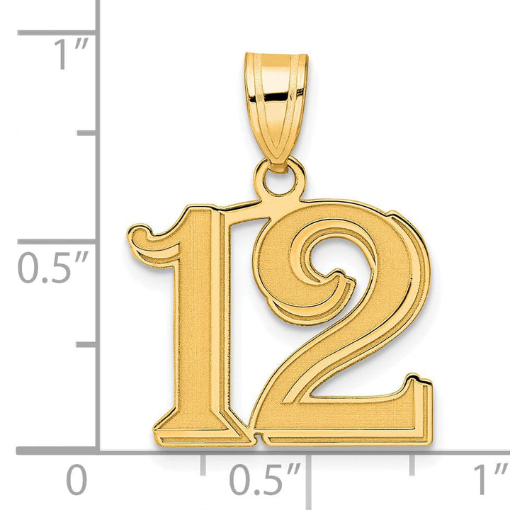 Lovely Rita's Pendants & Charms 14k Yellow Gold Polished Etched Finish Number 12 Charm Pendant