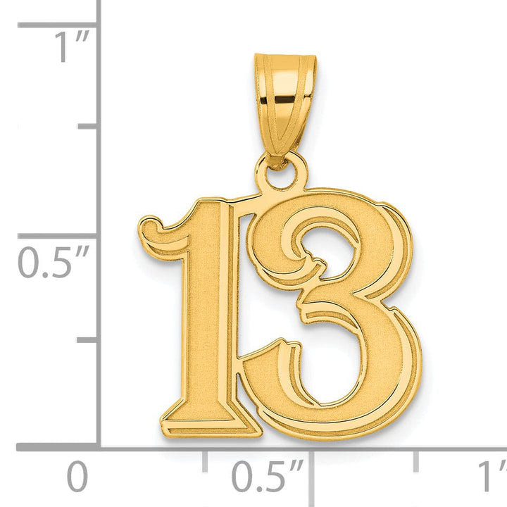 Lovely Rita's Pendants & Charms 14k Yellow Gold Polished Etched Finish Number 13 Charm Pendant
