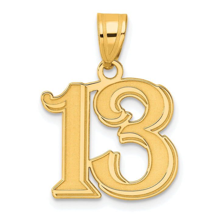 Lovely Rita's Pendants & Charms 14k Yellow Gold Polished Etched Finish Number 13 Charm Pendant