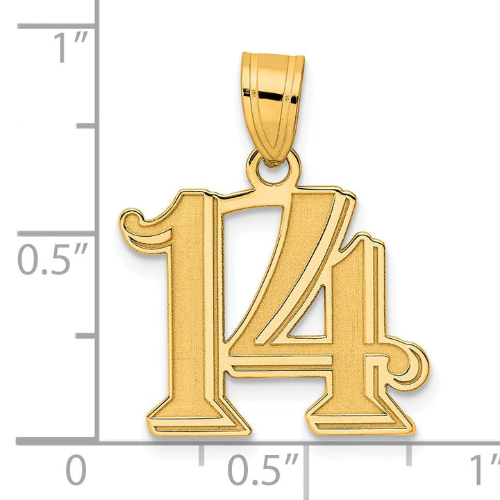 Lovely Rita's Pendants & Charms 14k Yellow Gold Polished Etched Finish Number 14 Charm Pendant