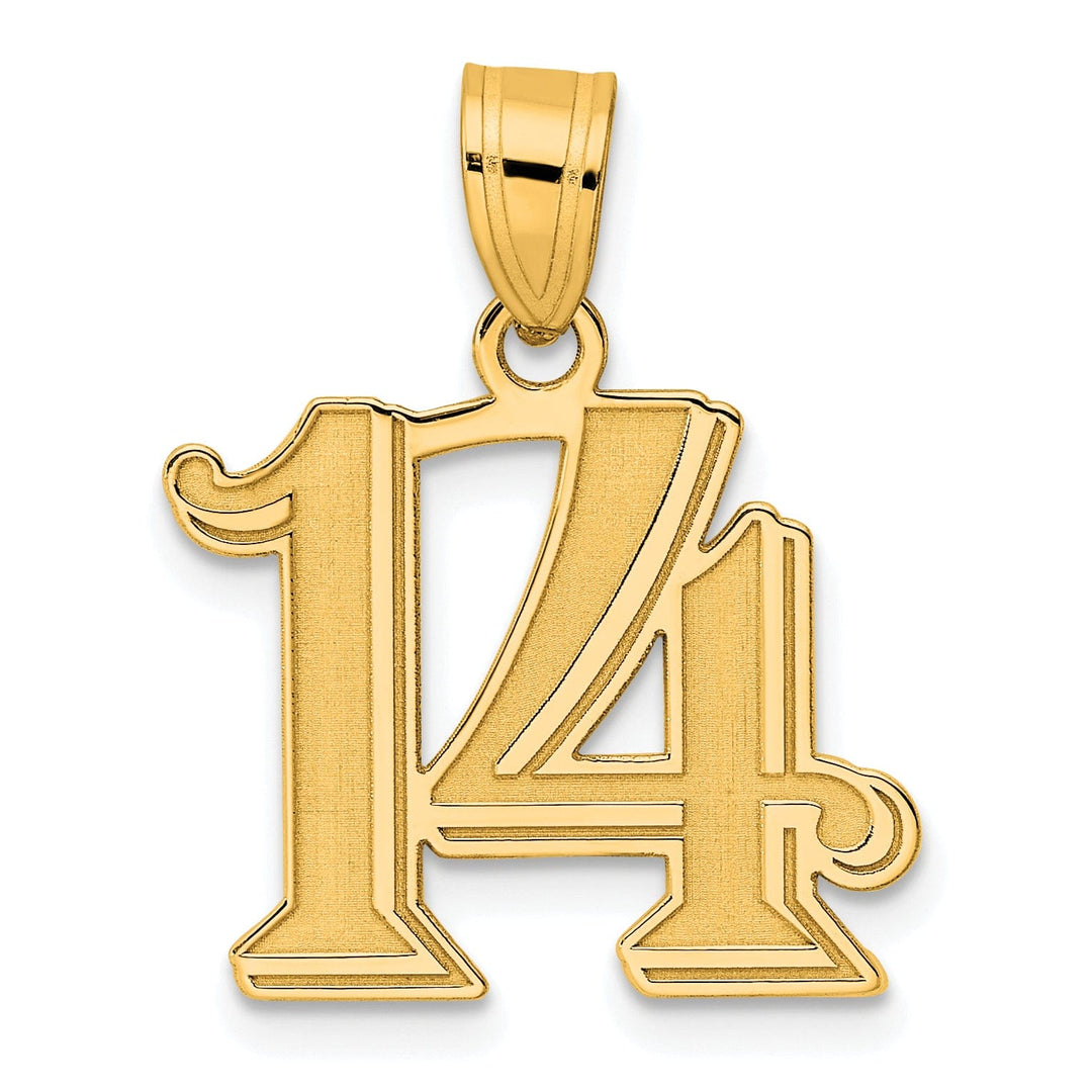 Lovely Rita's Pendants & Charms 14k Yellow Gold Polished Etched Finish Number 14 Charm Pendant
