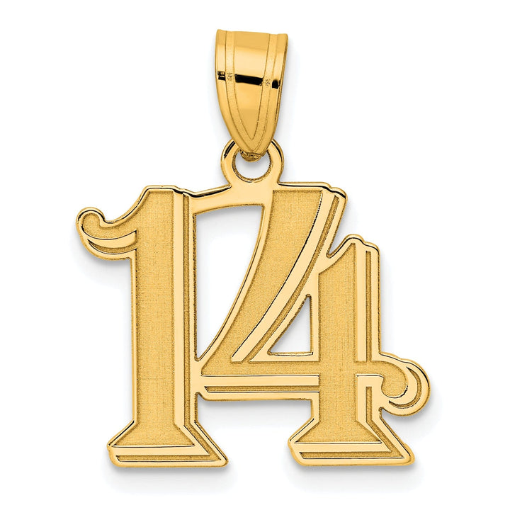 Lovely Rita's Pendants & Charms 14k Yellow Gold Polished Etched Finish Number 14 Charm Pendant