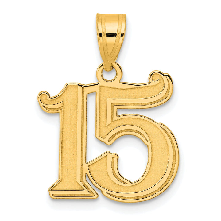 Lovely Rita's Pendants & Charms 14k Yellow Gold Polished Etched Finish Number 15 Charm Pendant