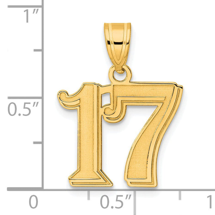 Lovely Rita's Pendants & Charms 14k Yellow Gold Polished Etched Finish Number 17 Charm Pendant