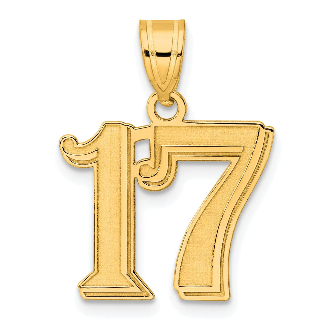 Lovely Rita's Pendants & Charms 14k Yellow Gold Polished Etched Finish Number 17 Charm Pendant