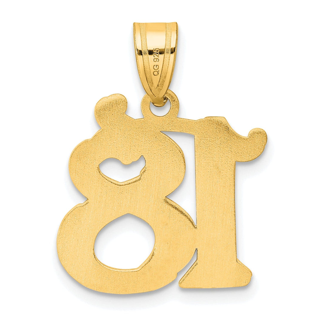 Lovely Rita's Pendants & Charms 14k Yellow Gold Polished Etched Finish Number 18 Charm Pendant