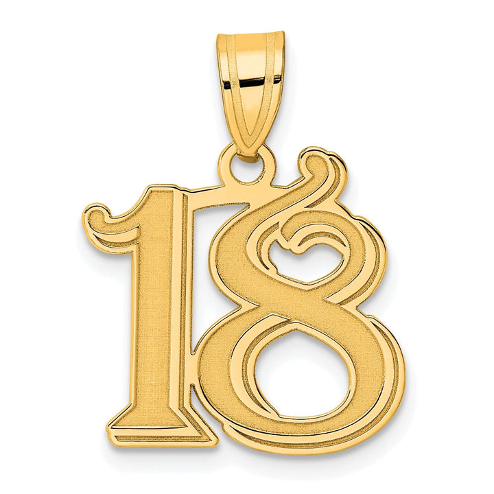 Lovely Rita's Pendants & Charms 14k Yellow Gold Polished Etched Finish Number 18 Charm Pendant