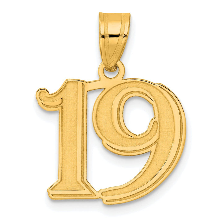 Lovely Rita's Pendants & Charms 14k Yellow Gold Polished Etched Finish Number 19 Charm Pendant