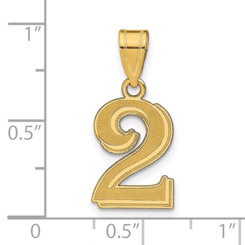 Lovely Rita's Pendants & Charms 14k Yellow Gold Polished Etched Finish Number 2 Charm Pendant