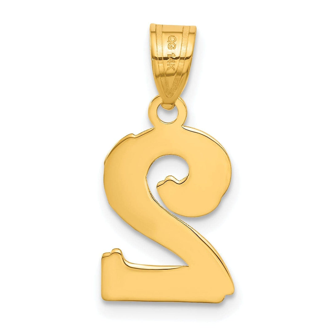 Lovely Rita's Pendants & Charms 14k Yellow Gold Polished Etched Finish Number 2 Charm Pendant