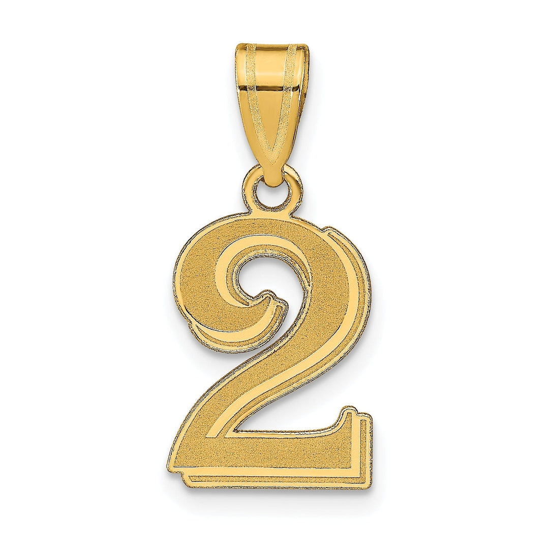 Lovely Rita's Pendants & Charms 14k Yellow Gold Polished Etched Finish Number 2 Charm Pendant