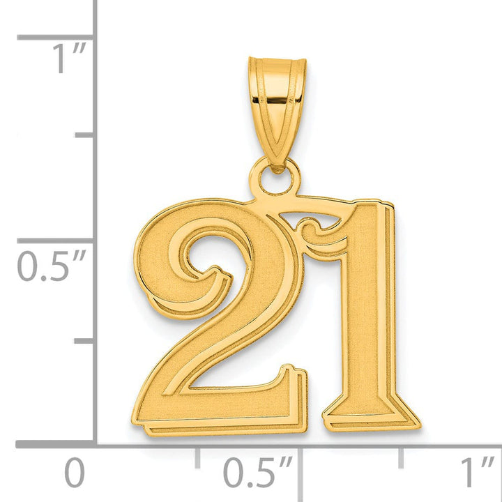 Lovely Rita's Pendants & Charms 14k Yellow Gold Polished Etched Finish Number 21 Charm Pendant
