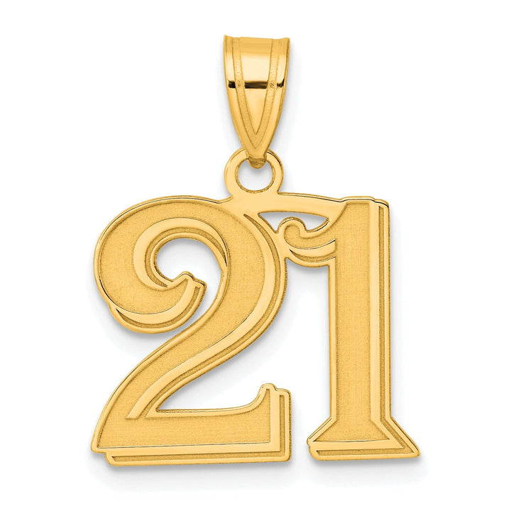Lovely Rita's Pendants & Charms 14k Yellow Gold Polished Etched Finish Number 21 Charm Pendant