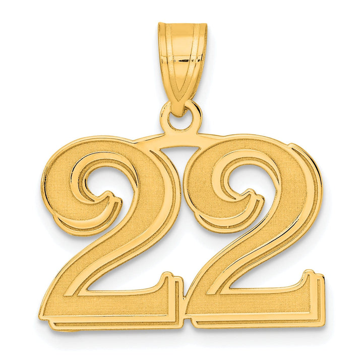 Lovely Rita's Pendants & Charms 14k Yellow Gold Polished Etched Finish Number 22 Charm Pendant