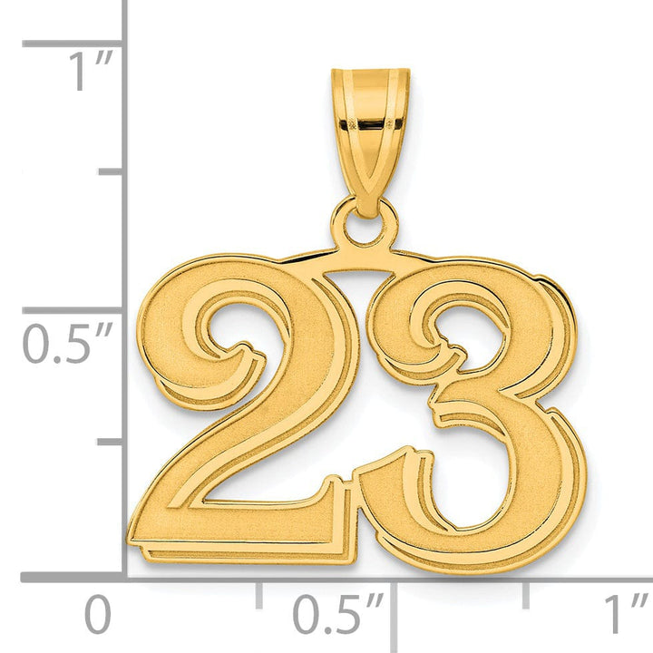 Lovely Rita's Pendants & Charms 14k Yellow Gold Polished Etched Finish Number 23 Charm Pendant