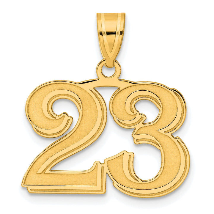 Lovely Rita's Pendants & Charms 14k Yellow Gold Polished Etched Finish Number 23 Charm Pendant