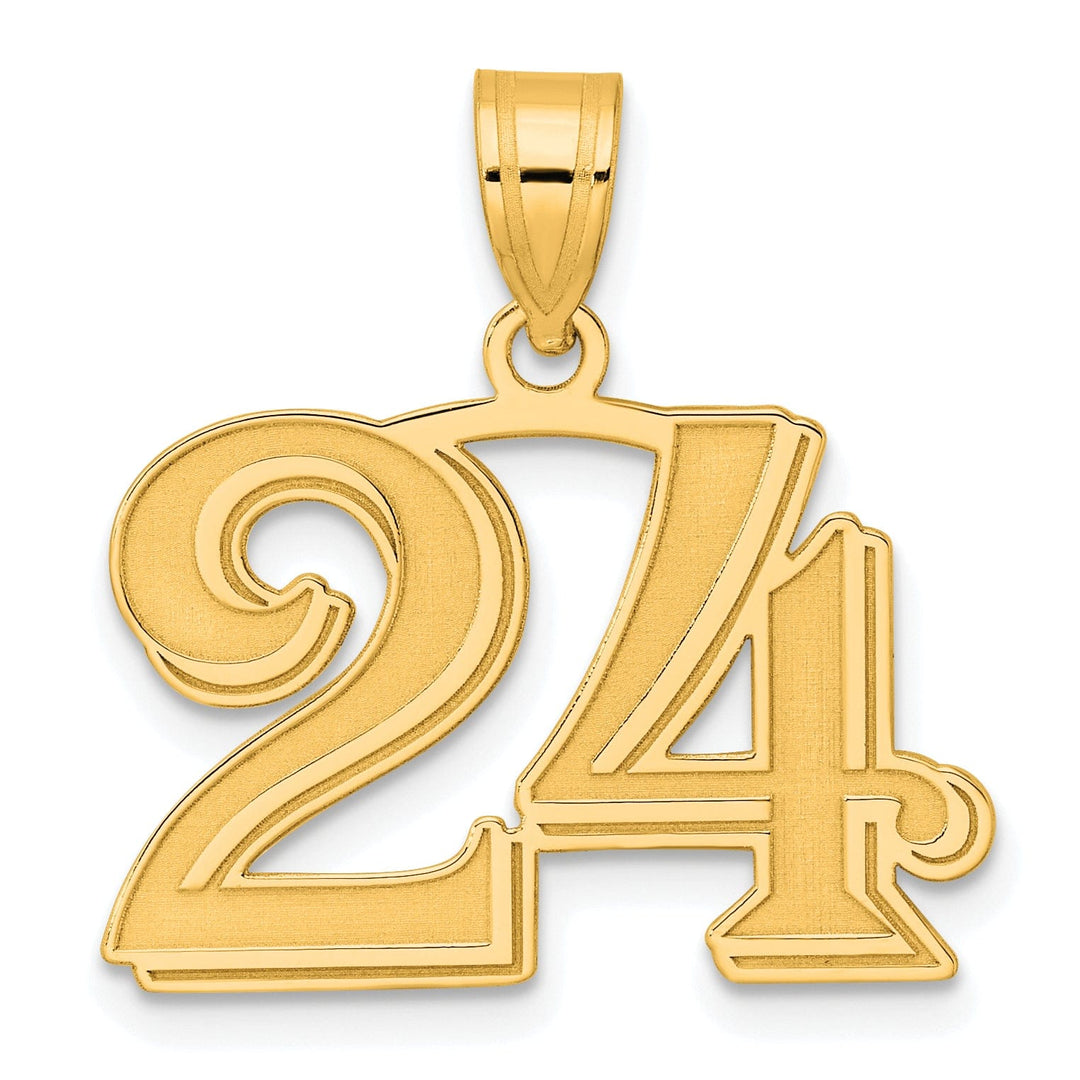 Lovely Rita's Pendants & Charms 14k Yellow Gold Polished Etched Finish Number 24 Charm Pendant