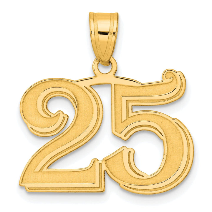 Lovely Rita's Pendants & Charms 14k Yellow Gold Polished Etched Finish Number 25 Charm Pendant